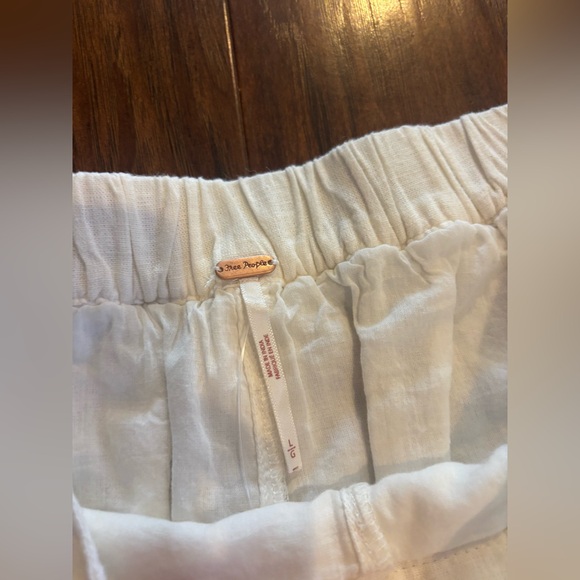 Free People Pull On High Rise Wide Leg Linen Blend Pant Size Large White - Picture 4 of 5